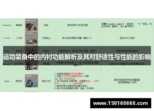 运动装备中的内衬功能解析及其对舒适性与性能的影响